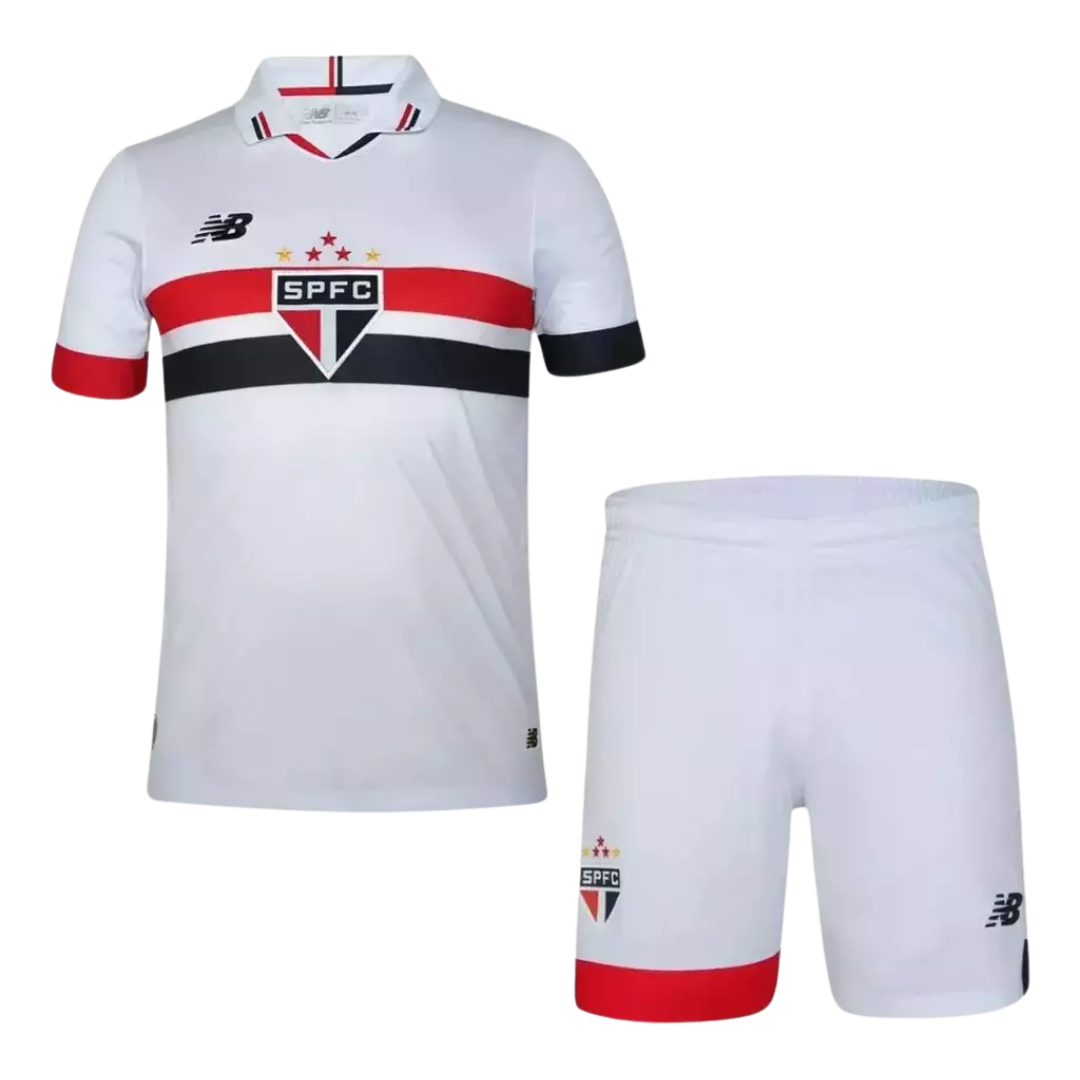 Kit São Paulo Infantil I 24/25 Torcedor New Balance - Branco+Vermelho